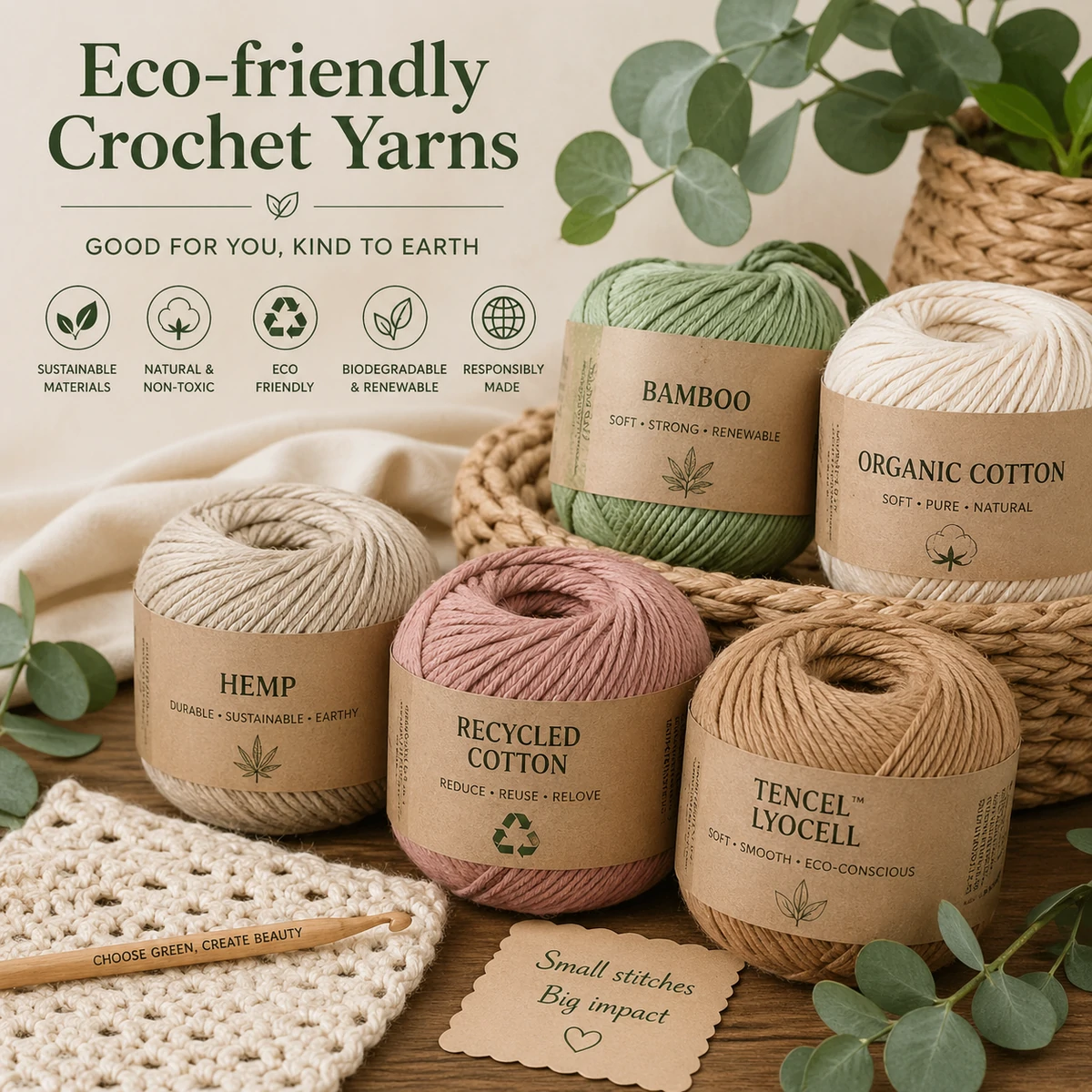 Eco-friendly crochet yarns