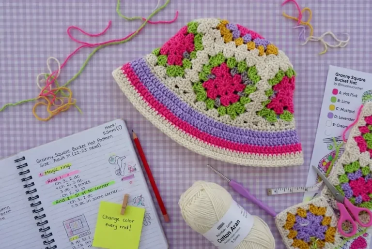 Granny Square Bucket Hat Pattern crochet