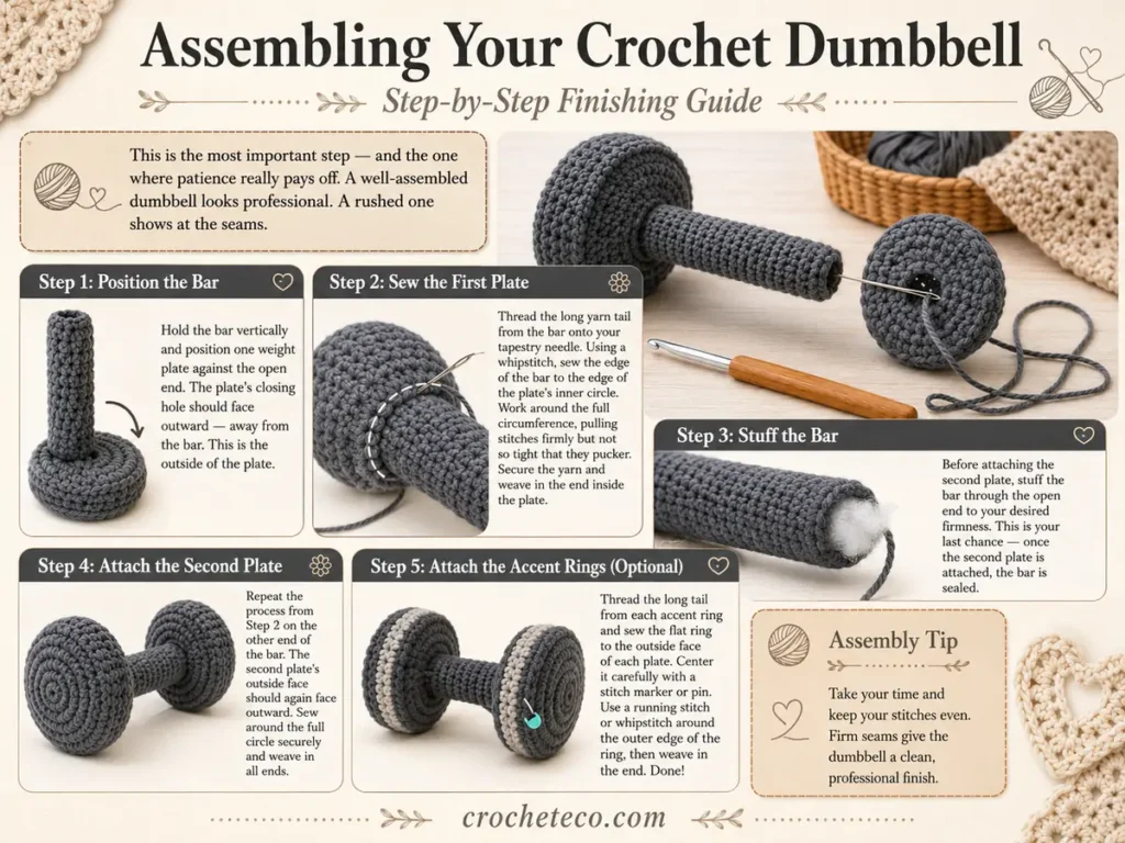 Assembling your crochet dumbbell guide