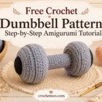 Crochet dumbbell tutorial flat lay