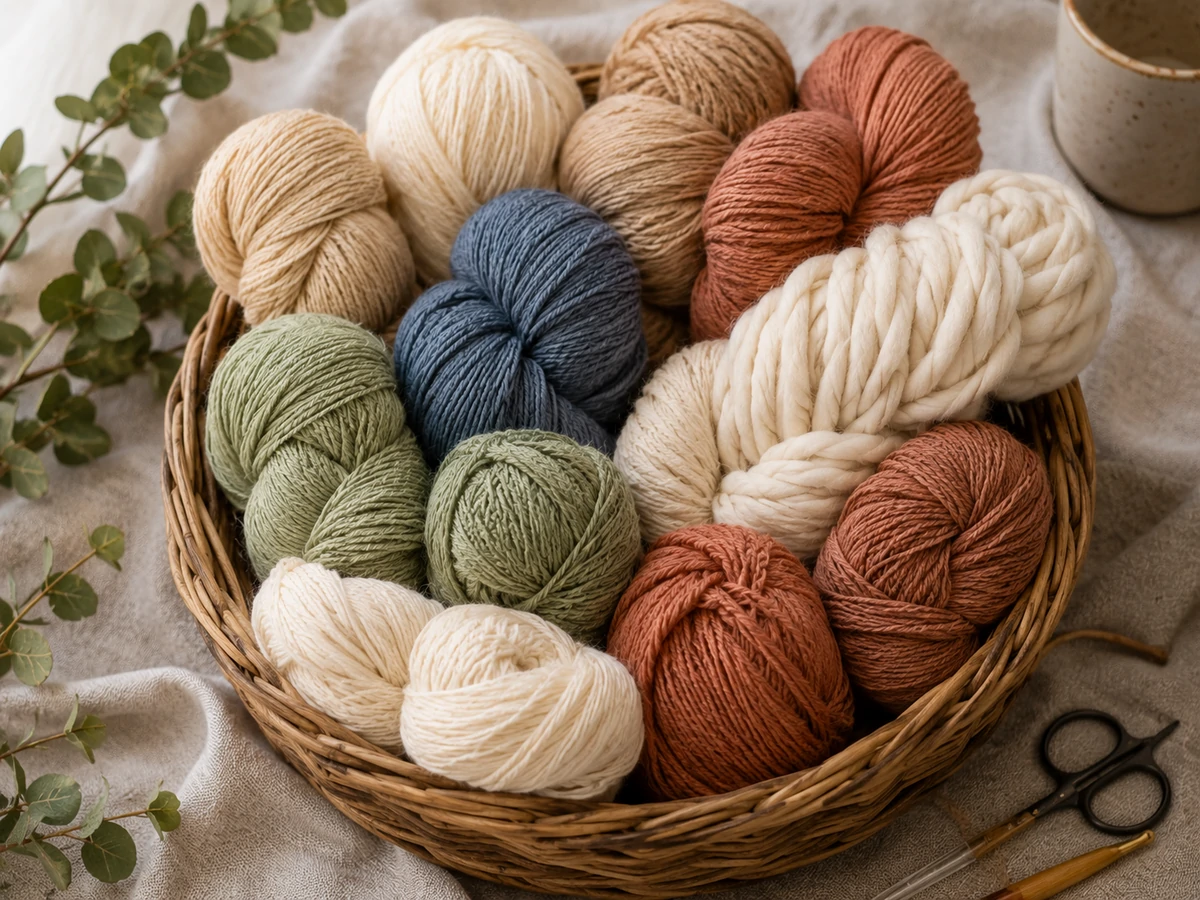 yarn skeins and crafting essentials for crochet sweater patterns for beginners