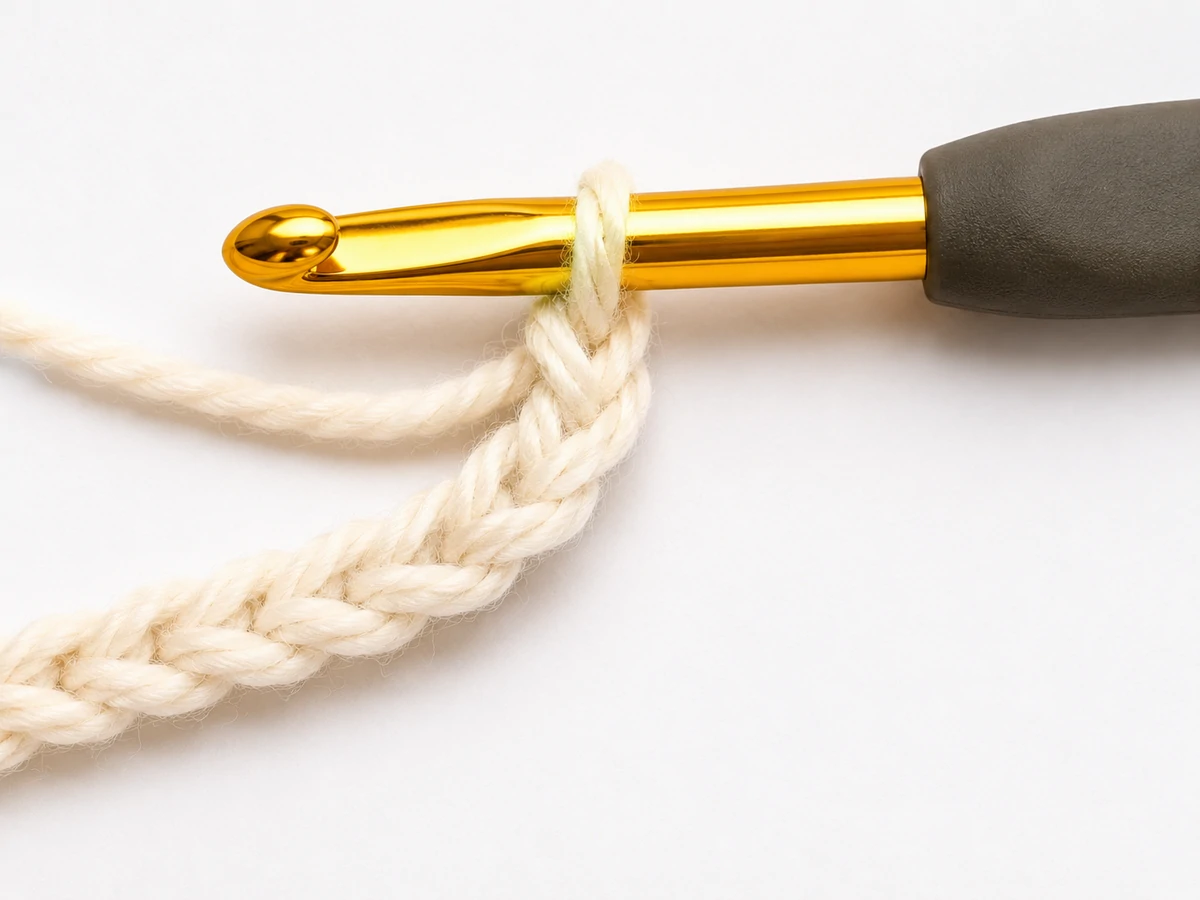 Crochet chain stitch close up