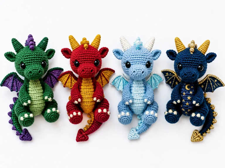 Cute amigurumi dragons lineup