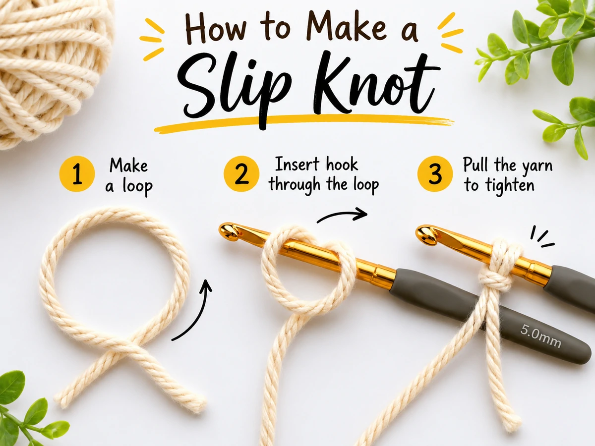 How to make a slip knot for crochet