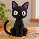 Cozy Black Crochet Cat Still Life