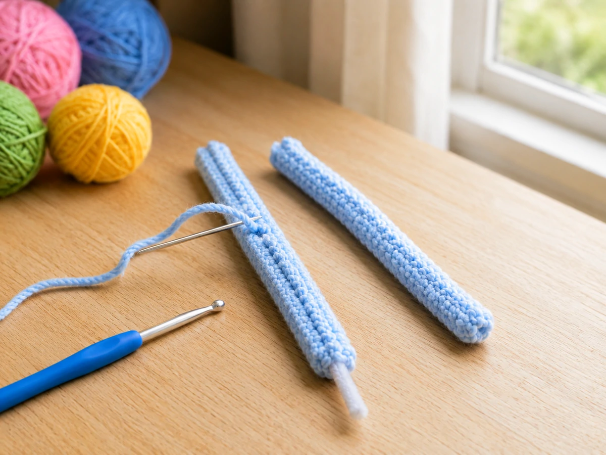 two crochet DNA backbone strands before adding the base pairs