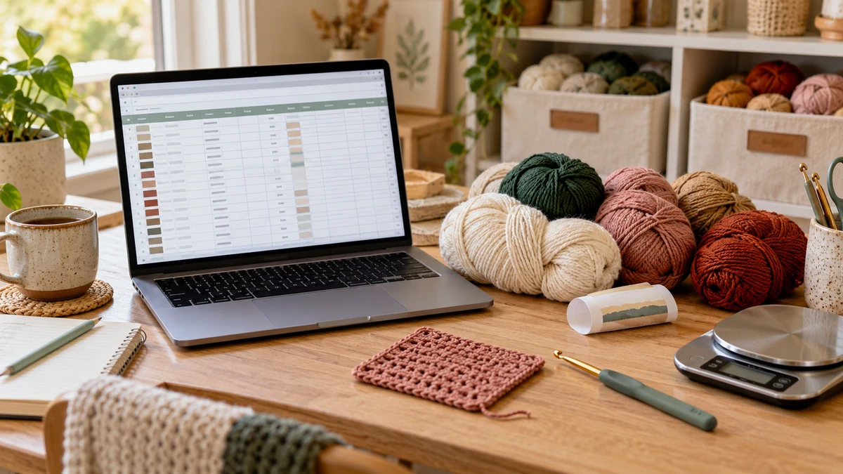 Yarn inventory spreadsheet for crochet with organized yarn and stash tracker